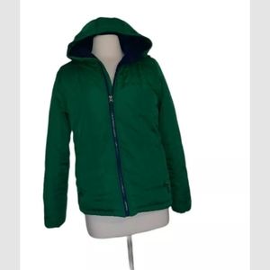 Lands End Winter Fall Coat L 14-16 Girls Green Blue Jacket